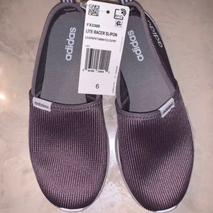 Adidas Lite Racer Women Size 6 Purple White Slip On Shoes Cloud Foam